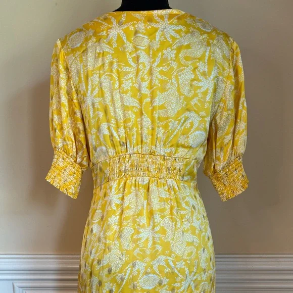 Never Fully Dressed May puff sleeve gold fleck maxi dress in yellow sz 4P  - threedaughtersproperties.com